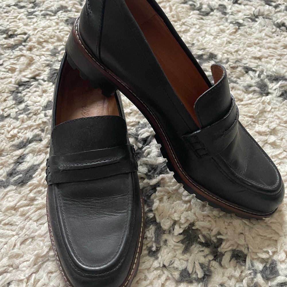 Madewell Black Leather Lugsole Loafer